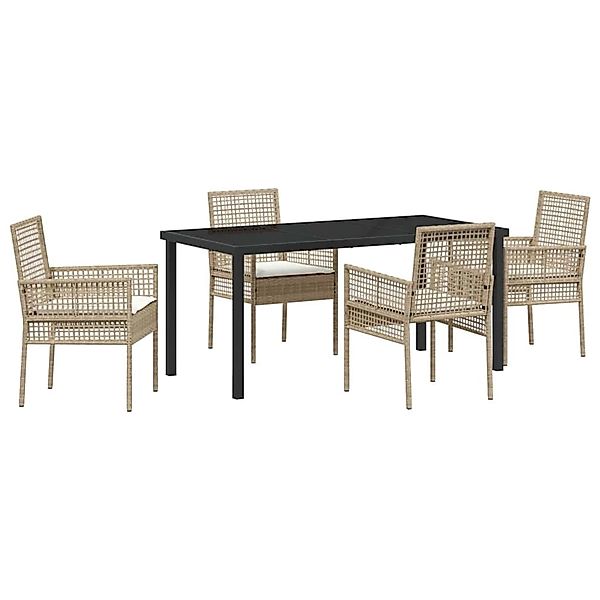 vidaXL 5-Teilige Garten Essgruppe mit Kissen Beige Poly Rattan 3379894 günstig online kaufen