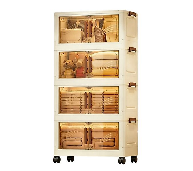 Kityhome Aufbewahrungsbox Stapelbare Aufbewahrungsbox mit Tür & Rad – trans günstig online kaufen