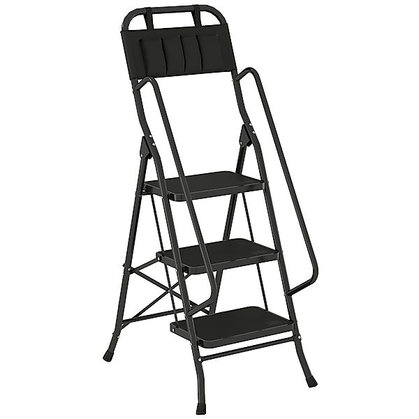 HOMCOM Klapp-Leiter 3 Stufen mit Werkzeugtasche – Scherenleiter, 150 kg Tra günstig online kaufen