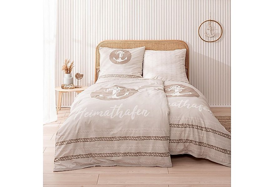 MTOnlinehandel Bettwäsche Heimathafen Anker, 100 % Baumwolle, Renforcé, 2 t günstig online kaufen