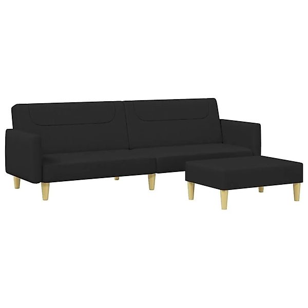 vidaXL Schlafsofa 2-Sitzer mit Fußhocker Schwarz Stoff 3216245 günstig online kaufen