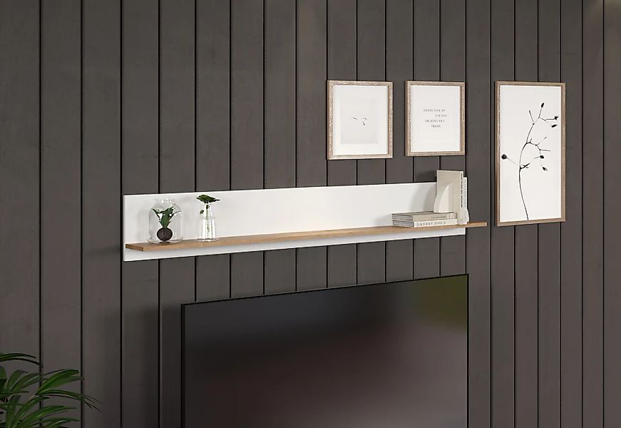 INOSIGN Wandboard "Linz" 1 tlg. großzügige Bücherleiste in Weiß/Eiche - Wan günstig online kaufen