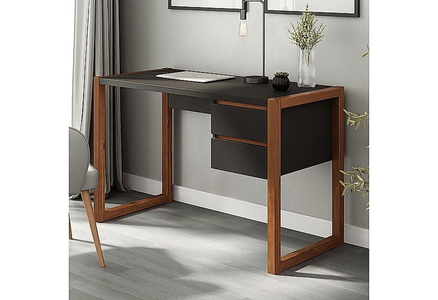 IDIMEX Schreibtisch BELINDA, Holztisch mit zwei Schubladen Schwarz/Kastanie günstig online kaufen