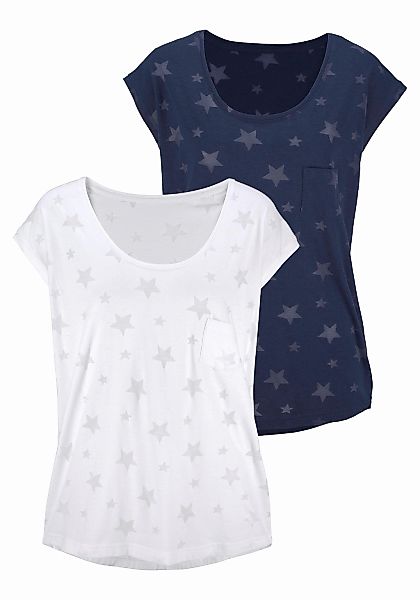 Beachtime Kurzarmshirt "mit leicht transparenten Sternen", (2er-Pack), aus günstig online kaufen
