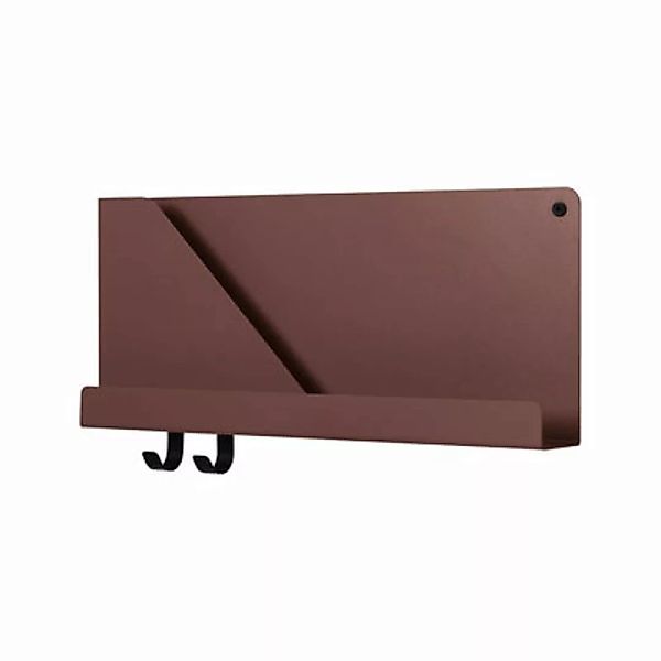 Regal Folded metall rot / L 51 x H 22 cm - 2 Haken + Ablagefach - Muuto - R günstig online kaufen