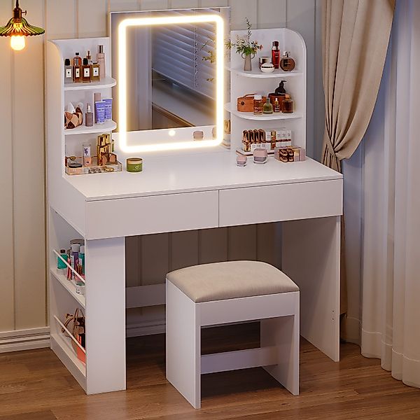 Furnicopia Schminktisch 90/110 cm, LED-Beleuchtung mit günstig online kaufen
