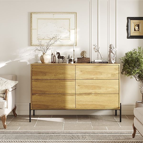FUFU&GAGA Sideboard mit 6 Schubladen, Massivholz günstig online kaufen