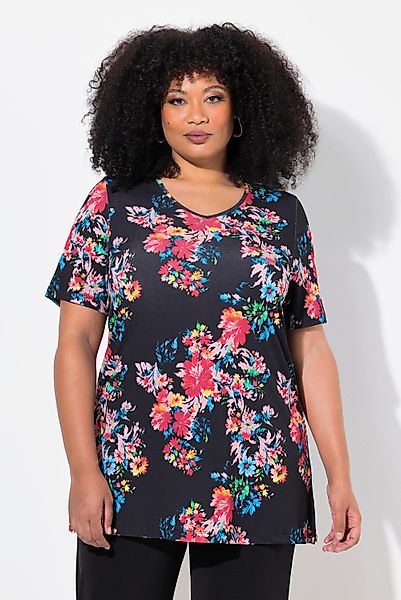 Ulla Popken Longshirt Longshirt A-Linie V-Ausschnitt günstig online kaufen