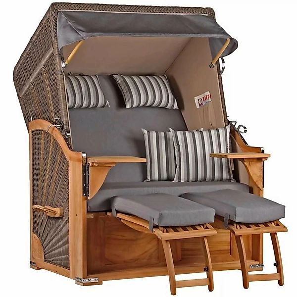 GarWoh Strandkorb Nordstrand Teak PE Grey Dessin 544 günstig online kaufen