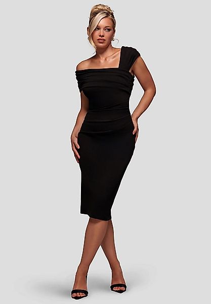 Goddiva Midikleid Scuba Crepe Pleated Drop Shoulder Midi Dress Knielang, Bo günstig online kaufen