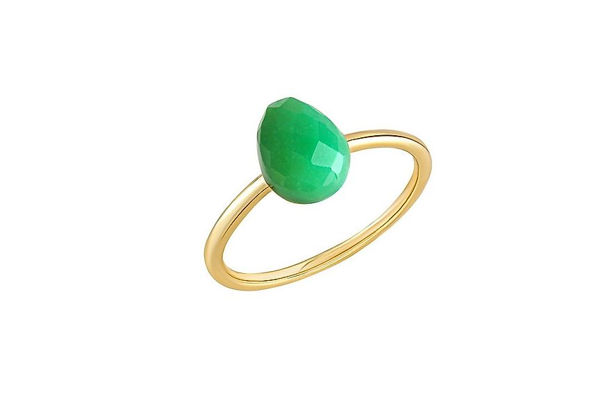 Jamelli Fingerring Silber 925 vergoldet mit echtem Chrysopras 8x6mm günstig online kaufen