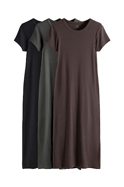 The Set Midikleid The Set gerippte Kurzarm-Midikleider, 3er-Pack (3-tlg) günstig online kaufen