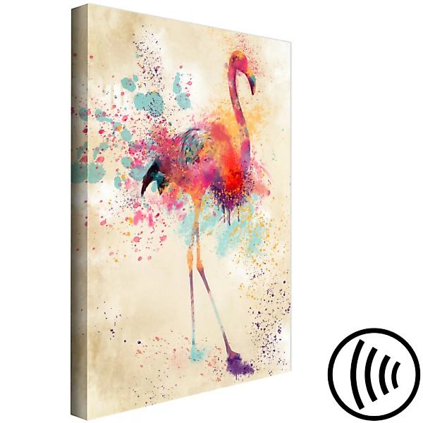 Leinwandbild Watercolor Flamingo (1 Part) Vertical XXL günstig online kaufen