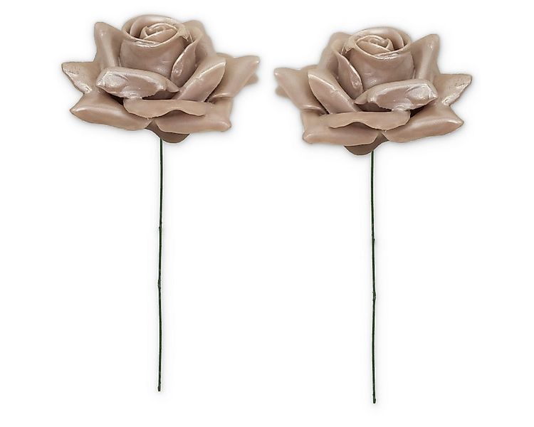 Kunstblume Wachsrosen mit Stiel als Kunstrosen Rosen-Blüten in perlmutt Ros günstig online kaufen