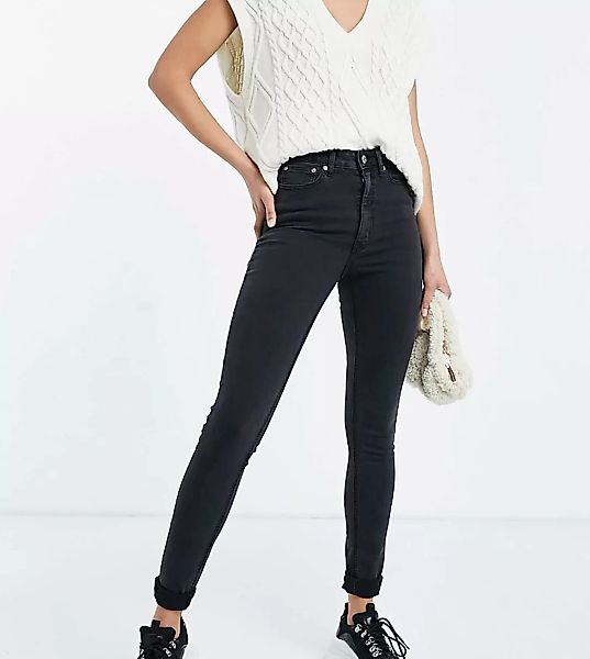 ASOS DESIGN – Ridley – Enge Jeans mit hohem Bund in verwaschenem Schwarz günstig online kaufen