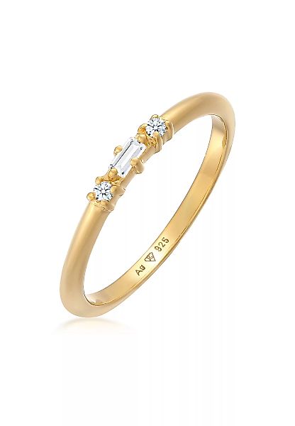Elli DIAMONDS Fingerring "Verlobungsring Diamant (0.03 ct.) Rechteck 925 Si günstig online kaufen