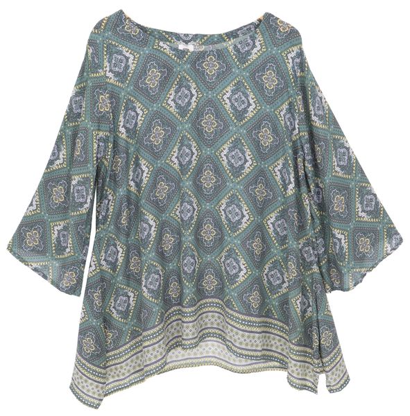 Guru-Shop Longbluse Tunika mit Trompetenärmeln für günstig online kaufen