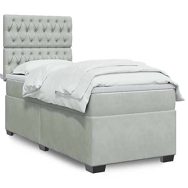 vidaXL Boxspringbett mit Matratze Hellgrau 90x190 cm Samt 3293092 günstig online kaufen