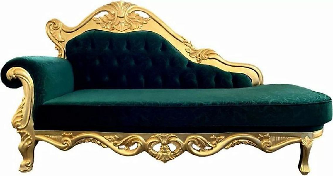 Casa Padrino Chaiselongue Luxus Barock Chaiselongue Grün / Gold - Handgefer günstig online kaufen