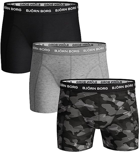 Bjorn Borg Cotton Stretch Boxershorts 3er-Pack Schwarz Grau - Größe L günstig online kaufen