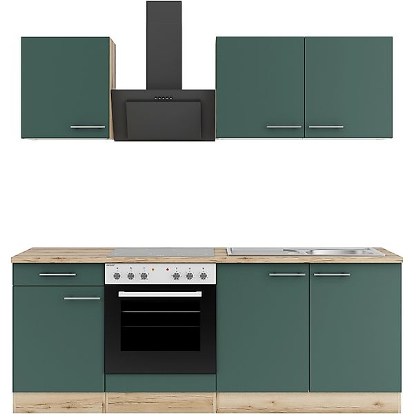OPTIFIT Savona405 Küchenzeile 210 cm ohne E-Geräte Steingrün günstig online kaufen