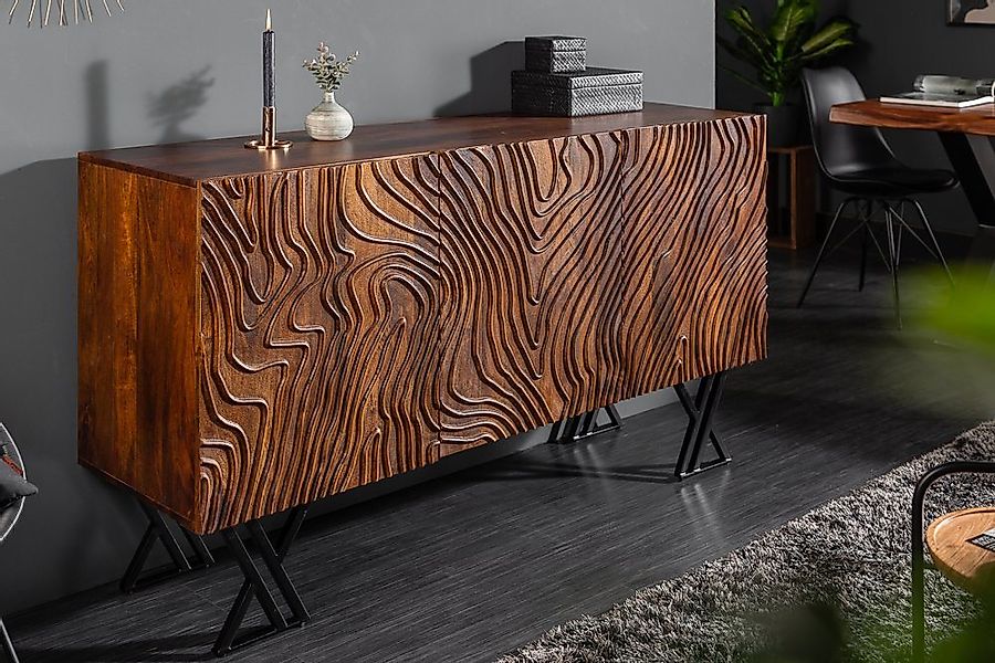 riess-ambiente Sideboard FLUID 160cm braun, Massivholz · Metall · Kommode · günstig online kaufen
