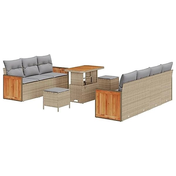 vidaXL Gartensofa-Set mit Kissen 13 Stk Beige und Hellgrau Poly-Rattan 3365 günstig online kaufen
