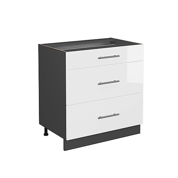 Vicco Unterschrank Fame-Line Weiß Hochglanz/Anthrazit, 80cm, ohne Arbeitspl günstig online kaufen