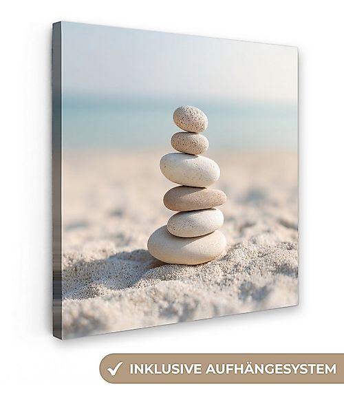 OneMillionCanvasses® Leinwandbild Steine - Stapel - Sand - Meer, Fotodruck günstig online kaufen
