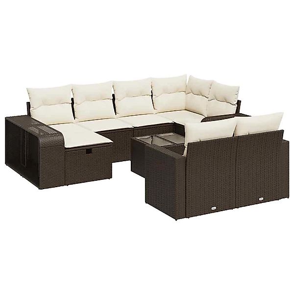 vidaXL 11-Tlg Garten-Sofagarnitur mit Kissen Braun Poly Rattan 3326077 günstig online kaufen
