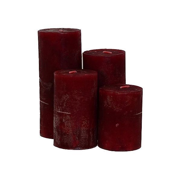 B&S Stumpenkerze Kerzen Frost 4er Set bordeaux günstig online kaufen