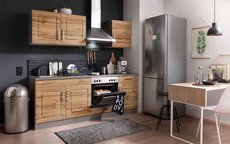 KOCHSTATION "KS-Stockholm" Breite 210 cm, mit hochwertigen MDF Fronten im L günstig online kaufen