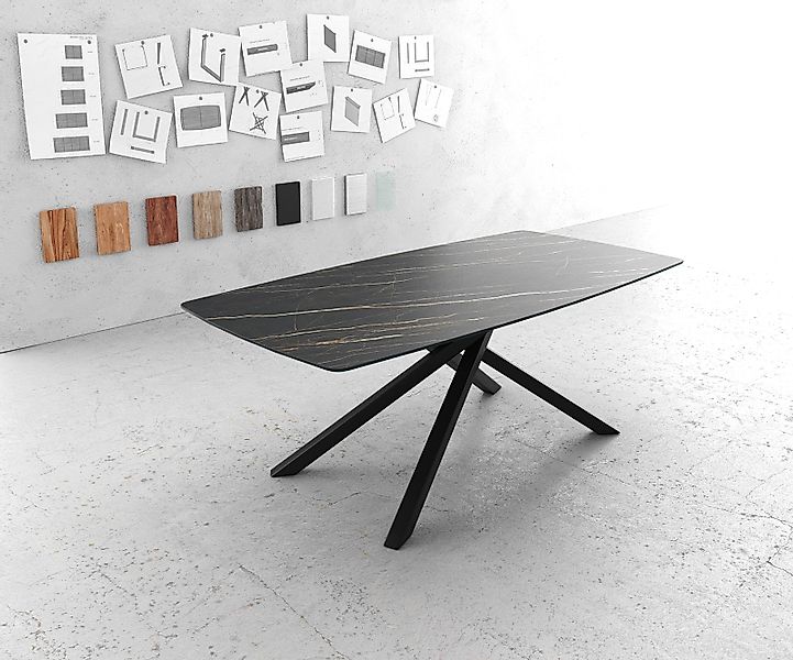 DELIFE Esstisch Edge, Bootsform Keramik Laminam®Noir günstig online kaufen