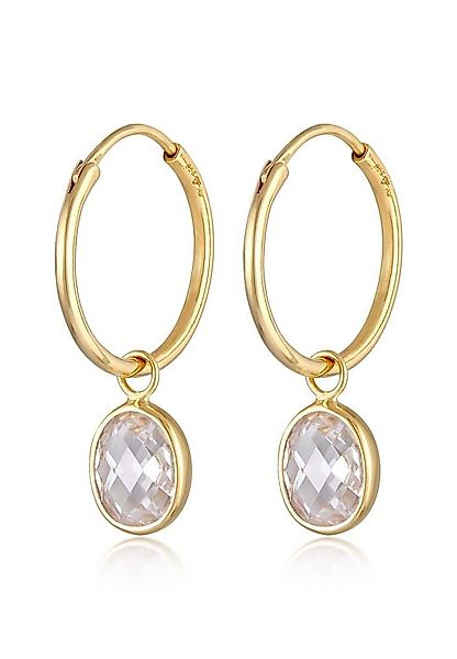 Nenalina Paar Creolen Creolen Zirkonia Anhänger Oval 925 Silber günstig online kaufen