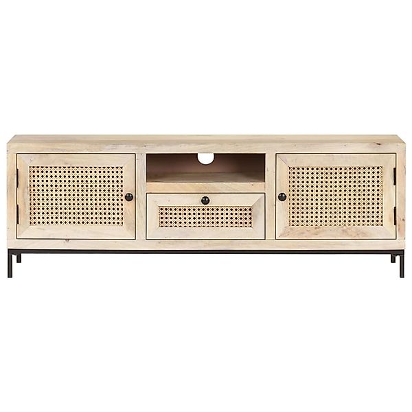 Tv-schrank 120x30x40 Cm Mango Massivholz Und Rohrgeflecht günstig online kaufen