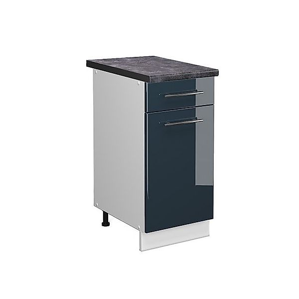 Vicco Küchenunterschrank Fame-Line Dunkelblau Hochglanz/Weiß 40 cm AP Anthr günstig online kaufen