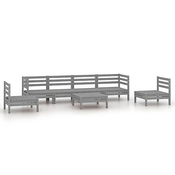 7-tlg. Garten-lounge-set Grau Kiefer Massivholz günstig online kaufen