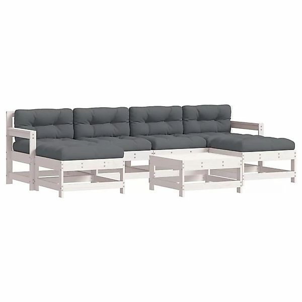 vidaXL 7-tlg Garten-Lounge-Set mit Kissen Weiß Massivholz Modell 11 günstig online kaufen