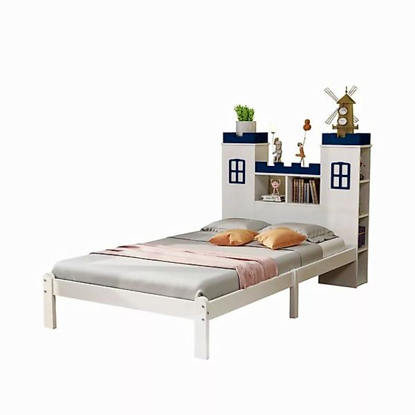 Rutaqian Einzelbett Polsterbett Massivholzbett Jugendbett Kinderbett 90x200 günstig online kaufen