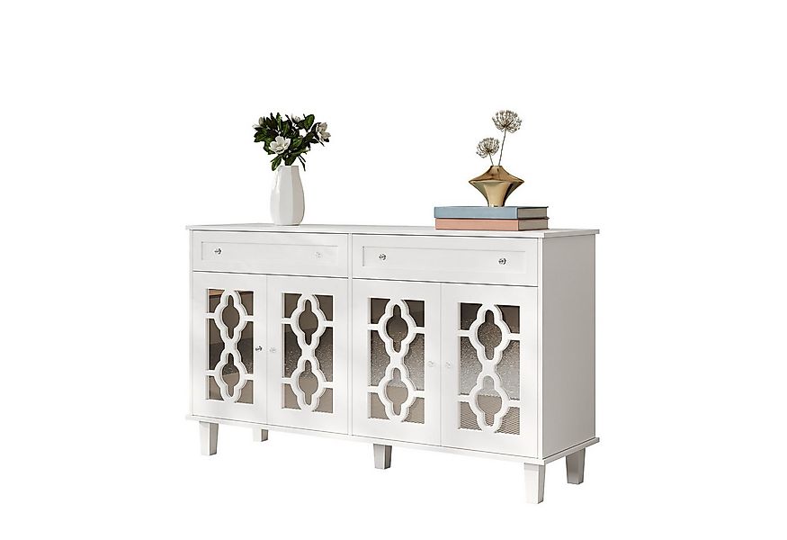 Merax Sideboard mit 4 Spiegeltüren und Schubladen (mit Kristallgriffe für W günstig online kaufen