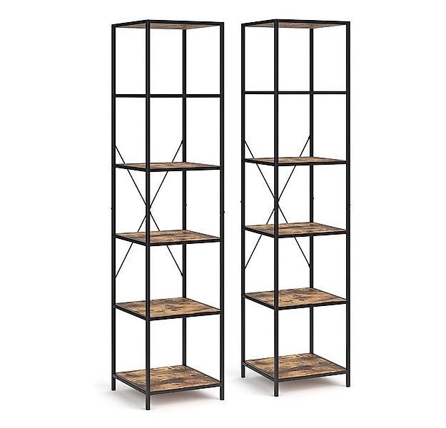 Vicco Raumteilerregal Fyrk, Eiche rustikal/Schwarz, 40 x 174 cm 2er Set günstig online kaufen