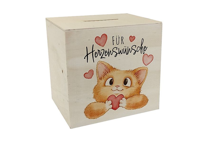 speecheese Spardose Katze Spardose aus Holz mit Spruch Für Herzenswünsche günstig online kaufen
