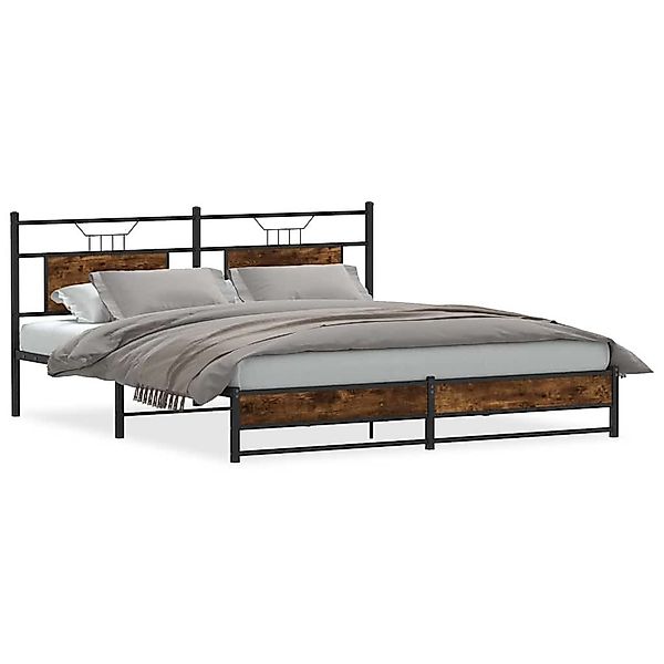 vidaXL Bett Metallbett ohne Matratze Räuchereiche günstig online kaufen