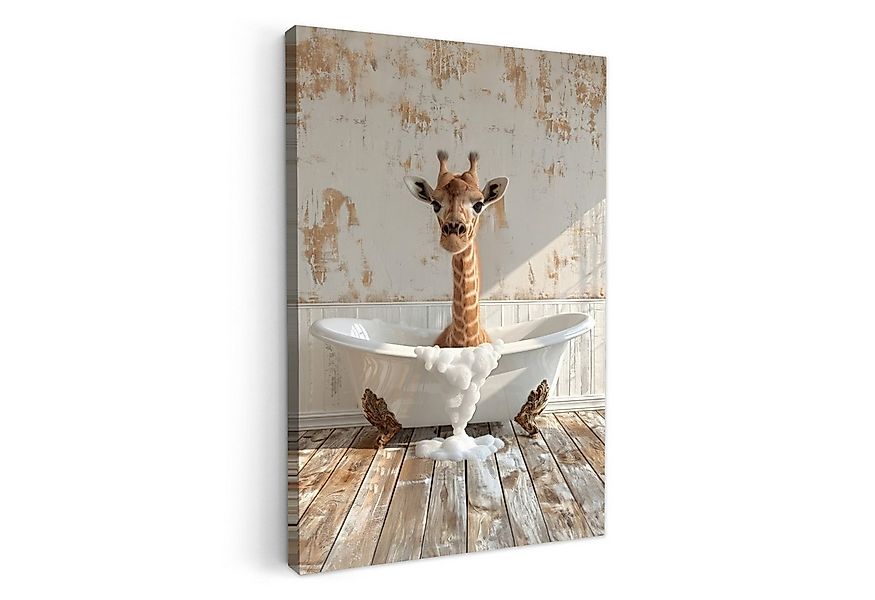 OneMillionCanvasses® Leinwandbild Giraffe - Badewanne - Vintage - Tier, Fot günstig online kaufen