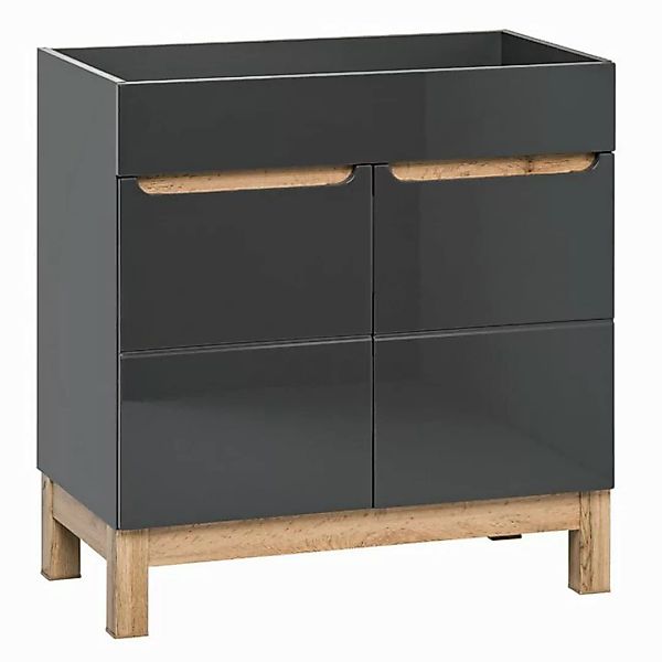 Waschtischunterschrank 80 cm SOLNA-56 inkl. Standfüßen, Hochglanz grau, B x günstig online kaufen