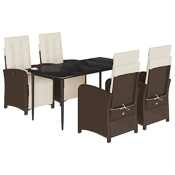 vidaXL 5-Tlg Garten-Essgruppe mit Kissen Braun Poly Rattan 3212545 günstig online kaufen