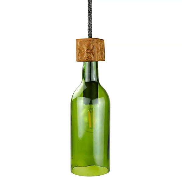 Upcycling Deckenlampe - Weinflasche - Bottle - Grün günstig online kaufen