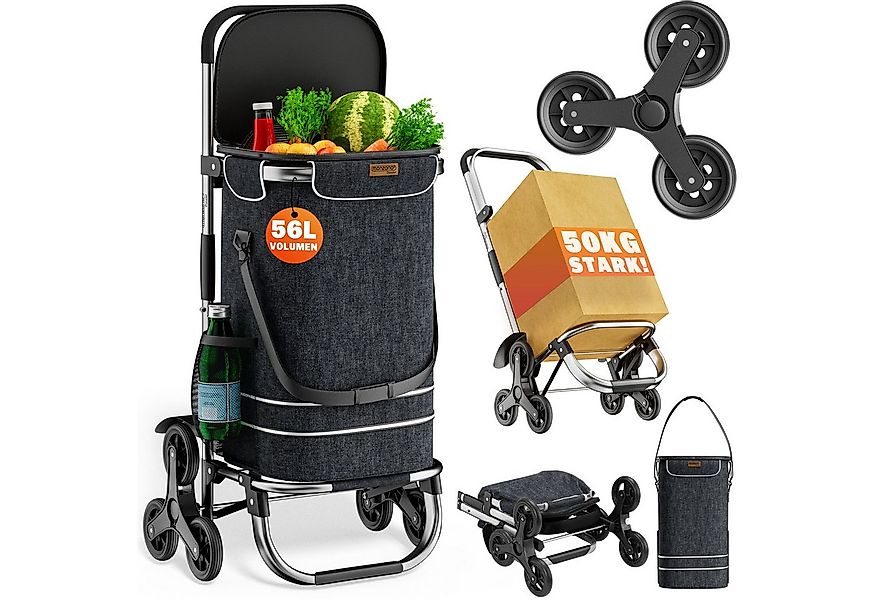 monzana Einkaufstrolley, komplett zusammenklappbar (auch mit Tasche), innen günstig online kaufen