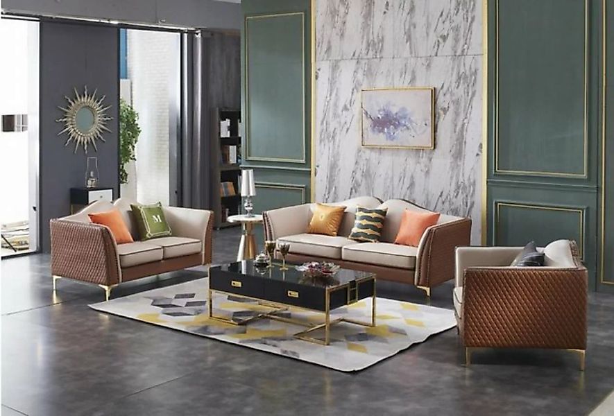JVmoebel Sofa Sofagarnitur 3+2 Sitzer Klassische Garnituren Leder Sofas, Ma günstig online kaufen