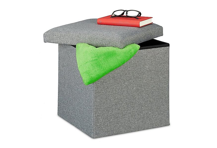 relaxdays Sitzhocker mit Stauraum, Hellgrau günstig online kaufen